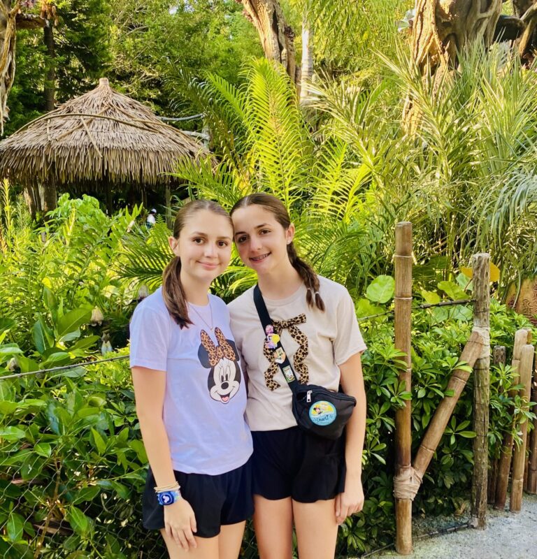Girls enjoying and relaxing at Disney’s Animal Kingdom.